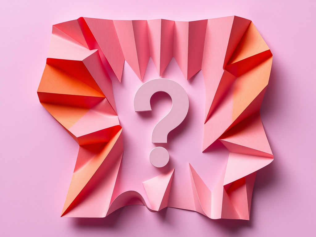 Cut-up paper around a question mark representing how to create theme around a story character's flaw