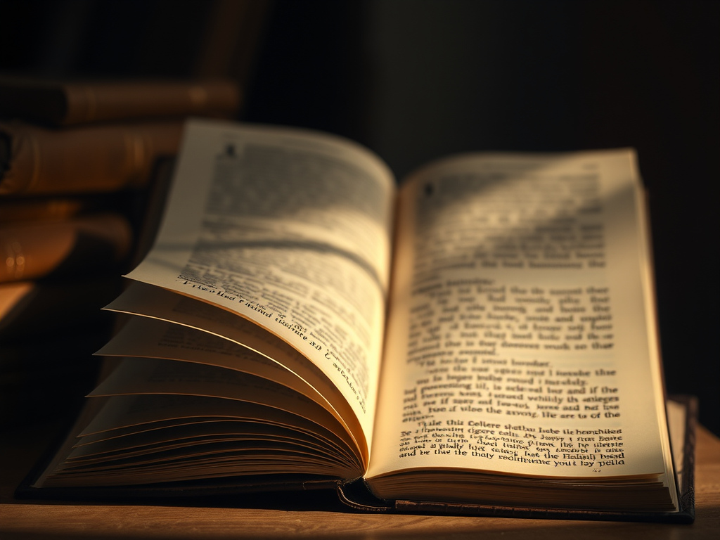 A picture of a book with shadows covering some of the words to help define a euphemism as softening words