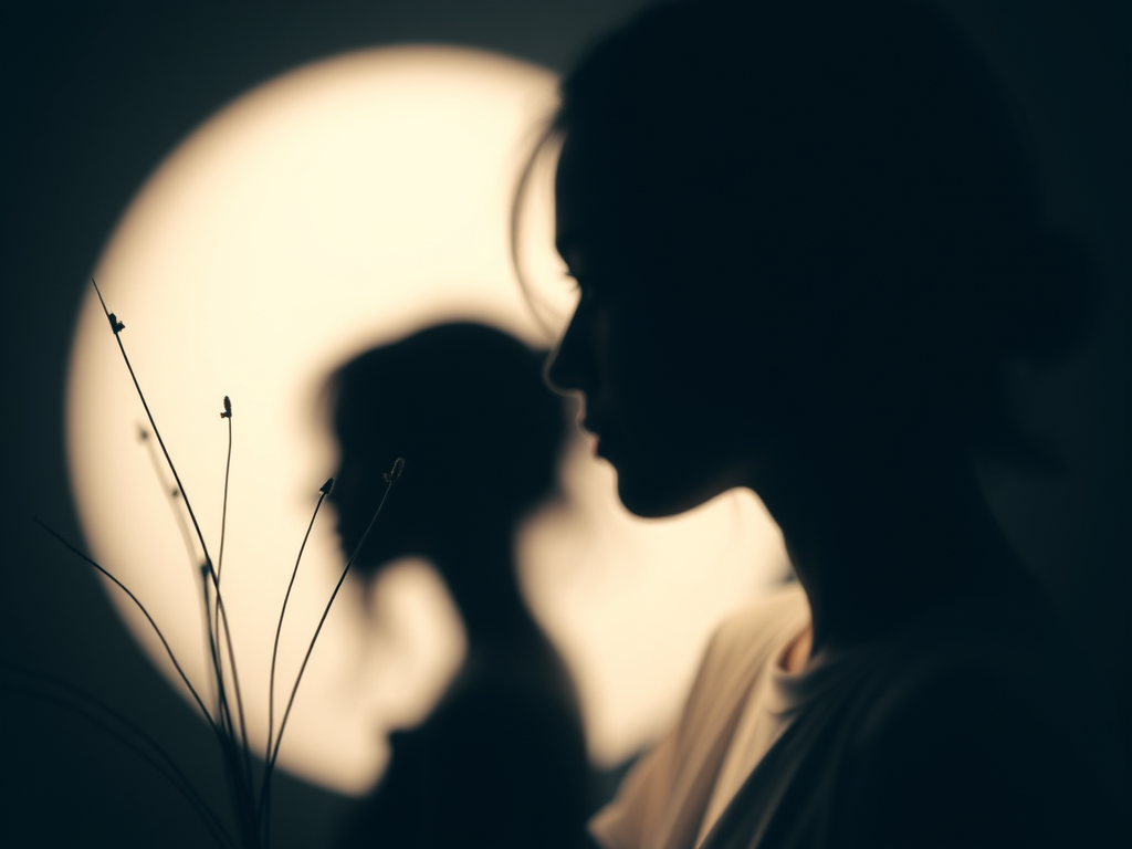 A silhouette of a girl and her shadow representing indirect foreshadowing